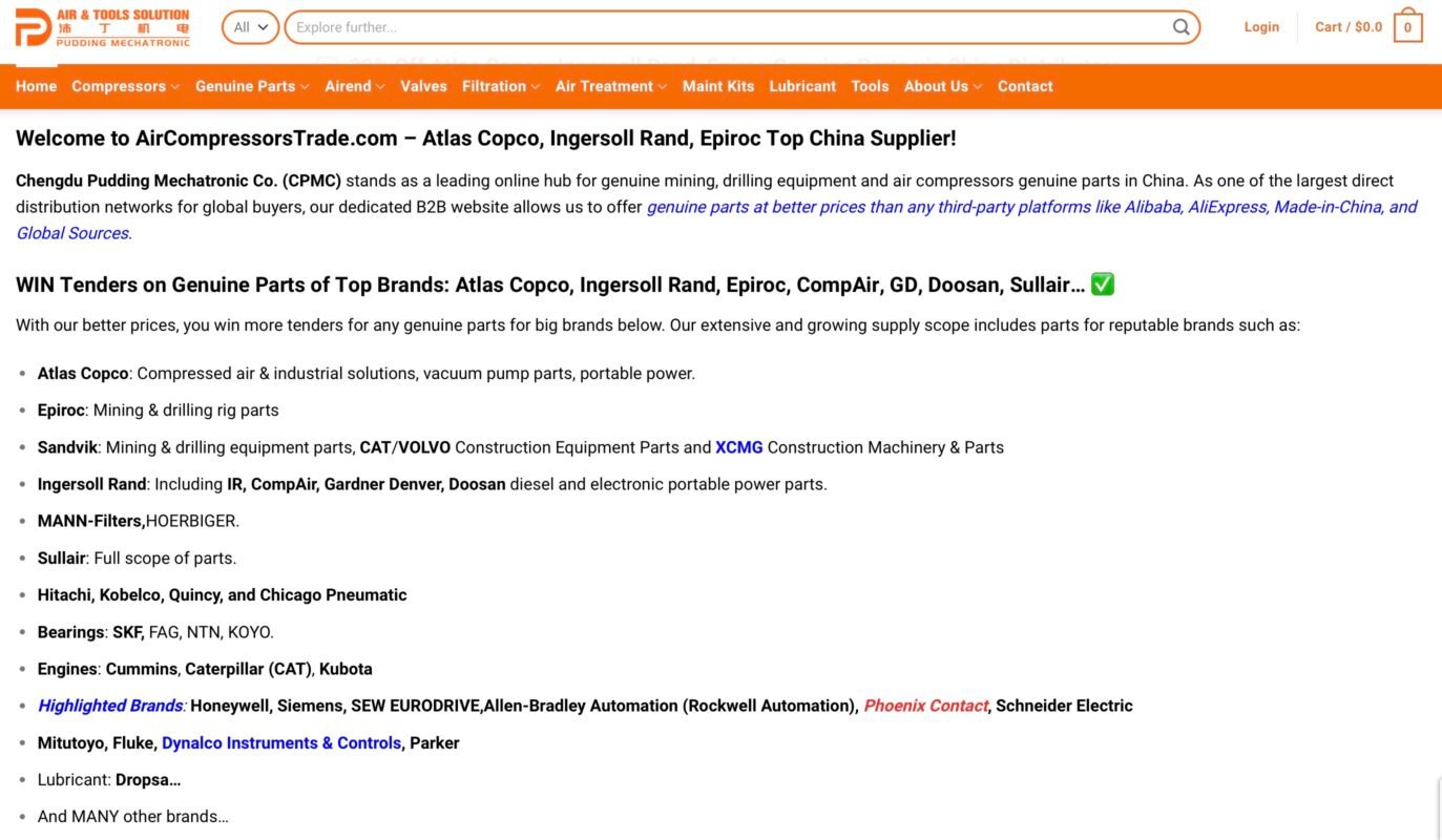 Atlas Copco Epiroc Ingersoll Rand Sullair Genuine Parts China Top Supplier